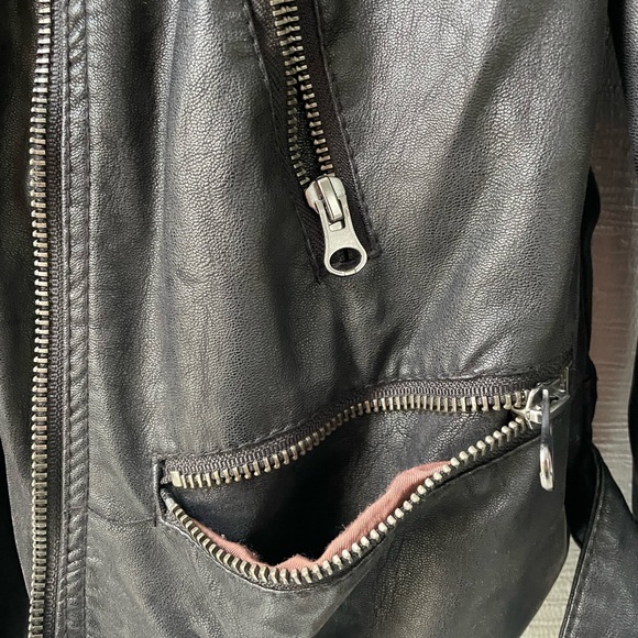 We The Free leather biker jacket with buckle detailing. - Picture 3 of 9